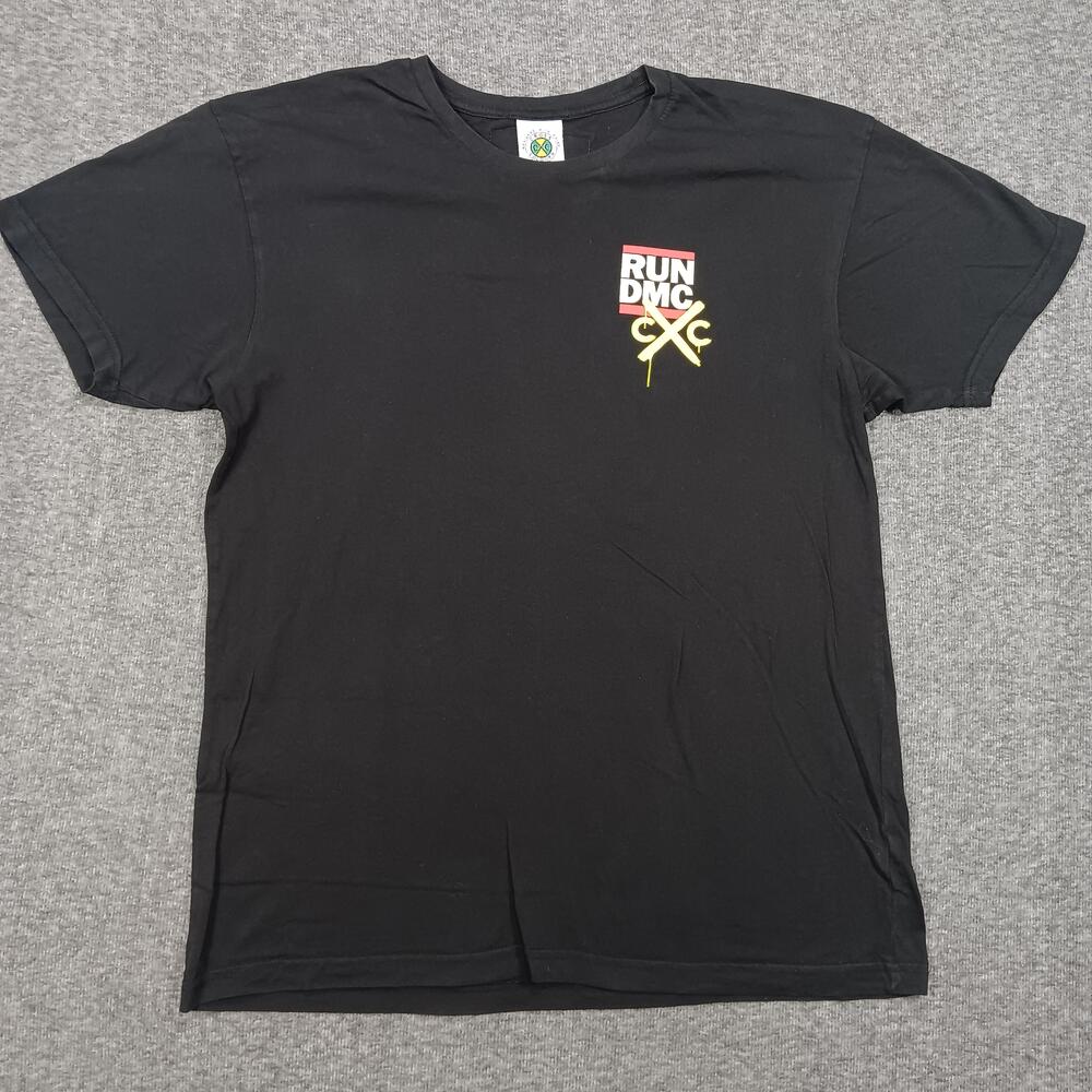 Run DMC Cross Colours Shirt Mens Large Black Hip Hop Rap Graphic Tee T-Shirt